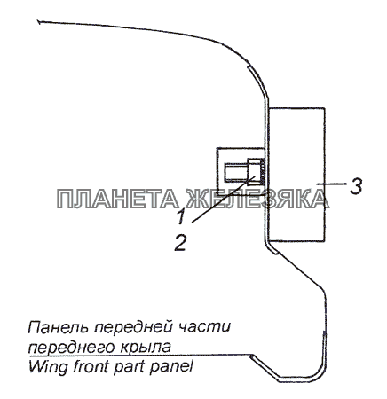 54115-3731001 Установка боковых габаритных фонарей на переднем крыле КамАЗ-4308 (2008)